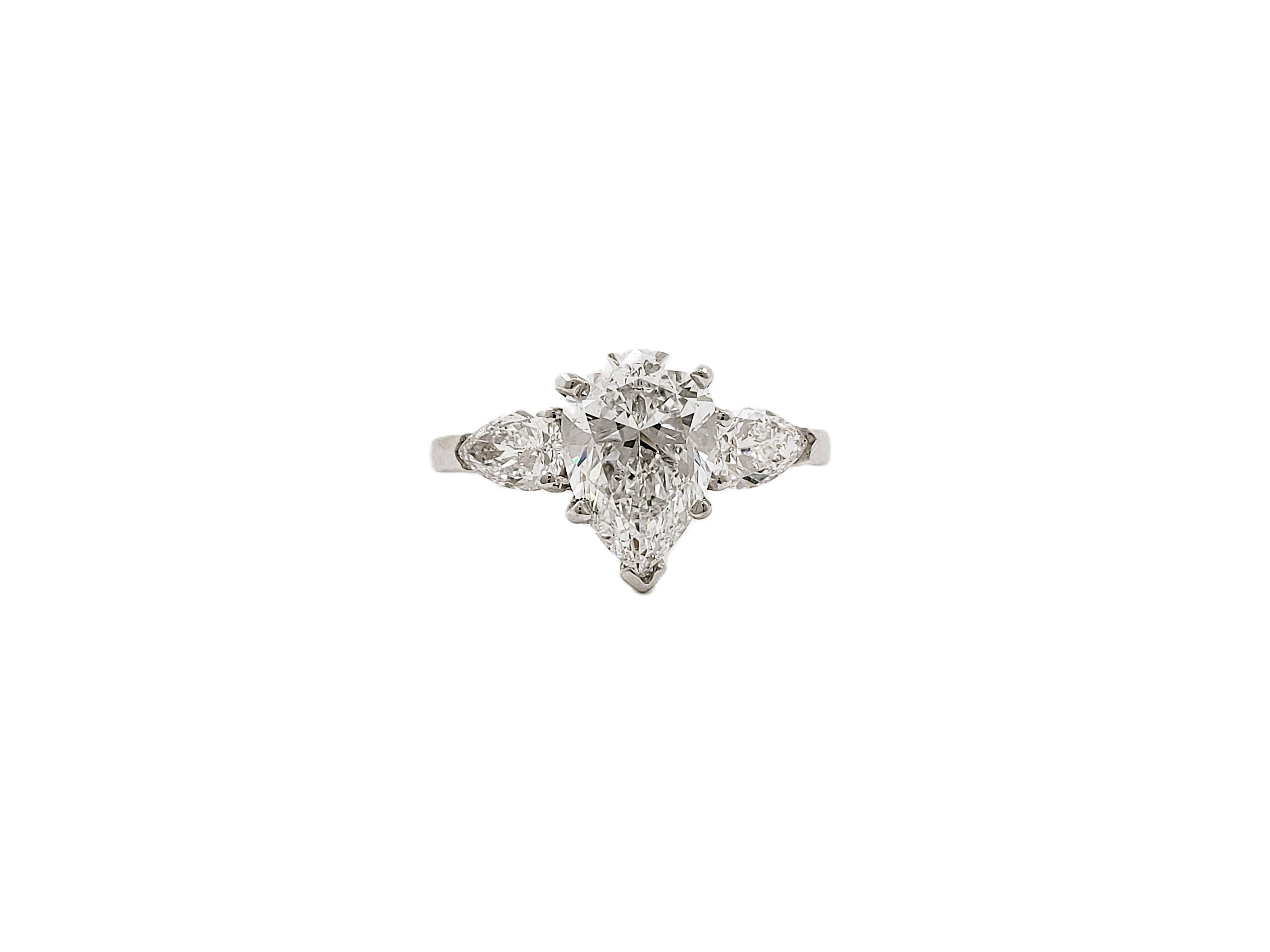 Three Stone Pear Shape Diamond Ring